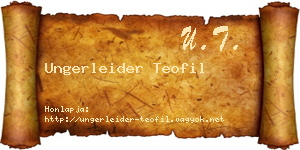 Ungerleider Teofil névjegykártya